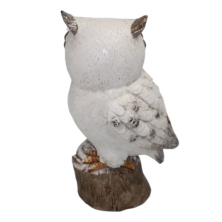 2 Ass Waterproof Xmas Decor Animated Poly Resin Animal Owl Sculpture ...