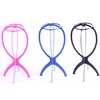 4 colors Black Pink Blue White Foldable Plastic wig stand holder for display human hair and synthetic hair wigs toupee & closure