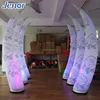 Rose Pattern Inflatable Lighting Ivory Column for Wedding Entrance Decoration