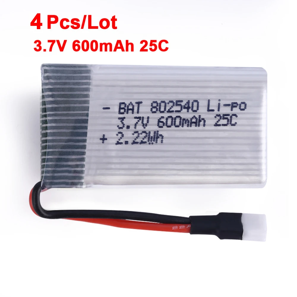 4 Pcs Lot Syma X5C Battery 3 7V 500mAh 600mAh 25C Lipo Battery Spare Part for