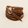 Fashion Cow Leather Do Old Five Circular laps alloy Bracelet
