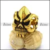 Punk Style Gold Plating Engraved Clean-cut Angular Monster Skull Ring