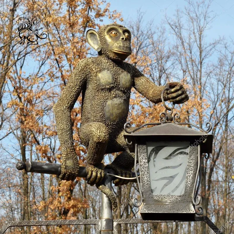 Life Size Bronze Brass Monkey Sculpture Statue For Outdoor Garden Park