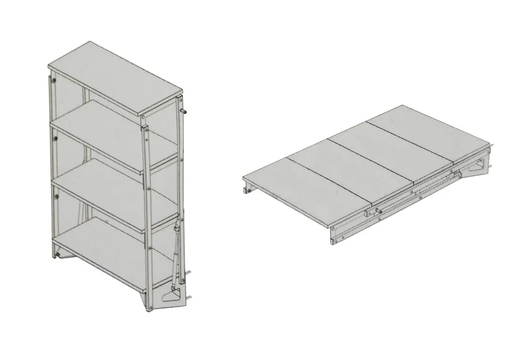 Smart Furniture Mechanism Dining Table Turns Into Shelf Wall Mounted