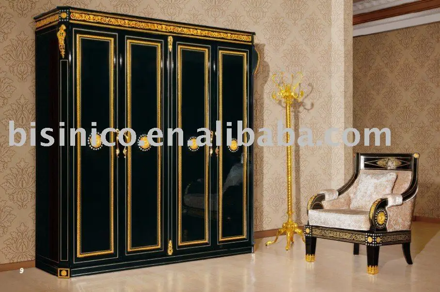 New Item Luxury Classical Black Gold Colour Bedroom 4 Doors Wardrboe Solid Wood Hand Carved Moq 1pc B6054 Buy Luxury Wardrobe Italy Wardrobe Hand