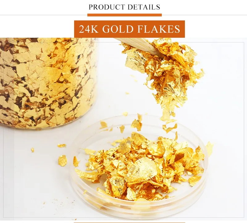 1 G Chinese 24 K 99 Real Gold Flakes Genuine Edible Gold Foil Leaf