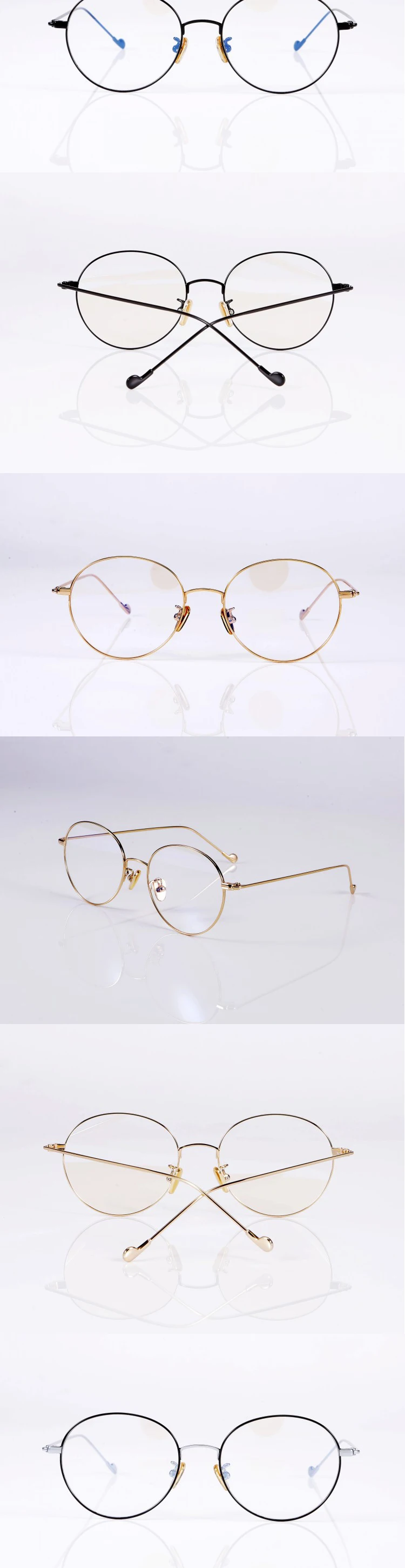 Myopia New Customizable Anti Blue Lens Retro Circular Eyeglass Frame ...