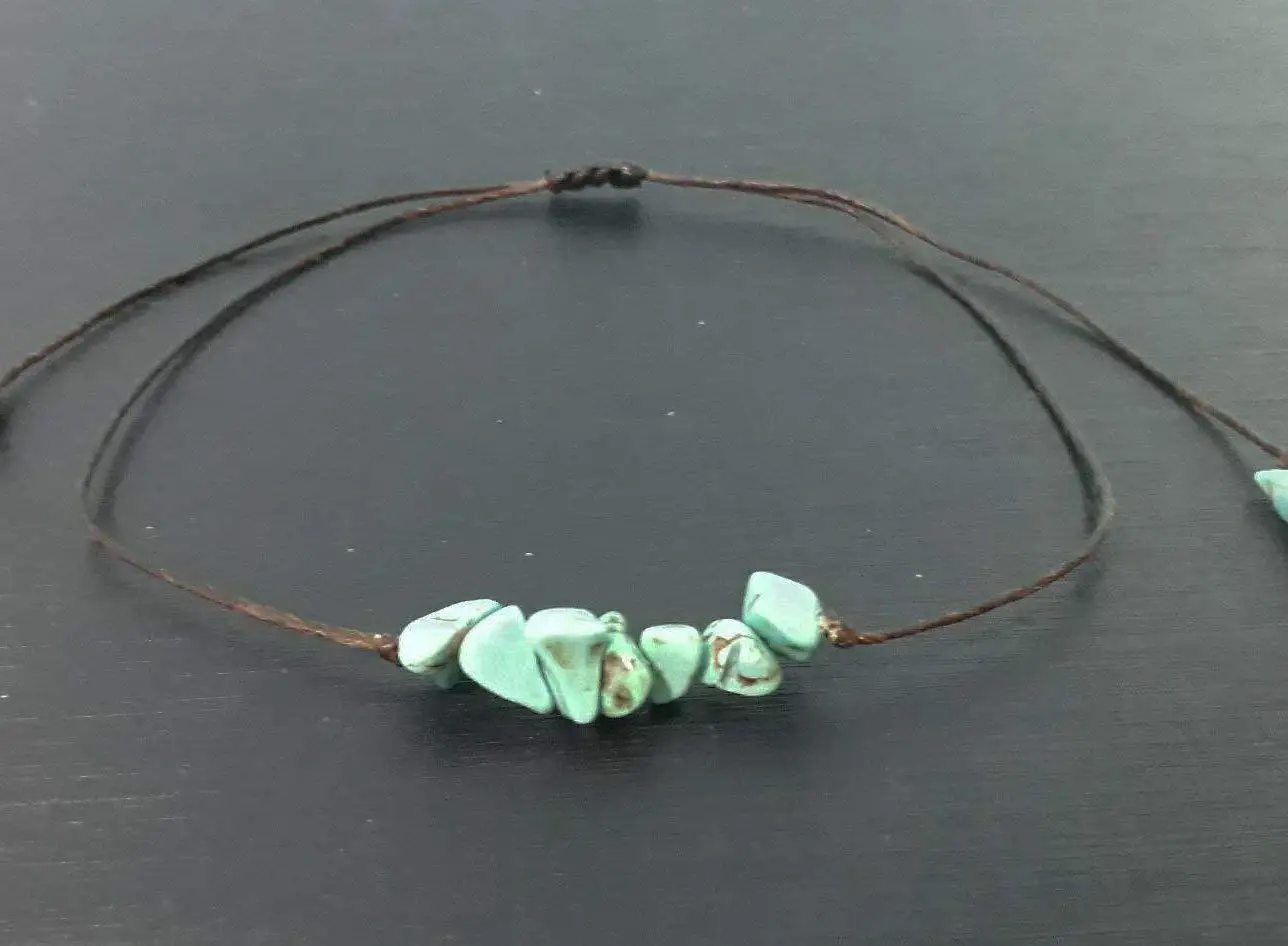 Turquoise anklets,stone anklets,blue anklets,men anklets,women anklets,gift anklets,fashion anklets,natrual stone anklets