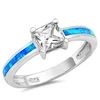 fashion silver jewelry Crystal Engagement Cubic Zirconia Ring opal Silver Wedding Jewelry Rings for women