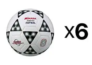 Mikasa America Futsal Ball, Low Bounce Soccer Ball-Size 4, Black/White (6-Pack)