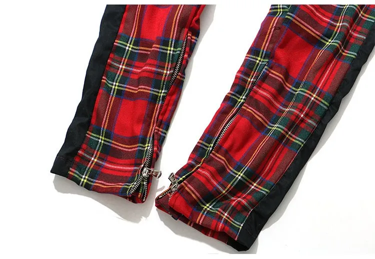 red plaid track pants mens