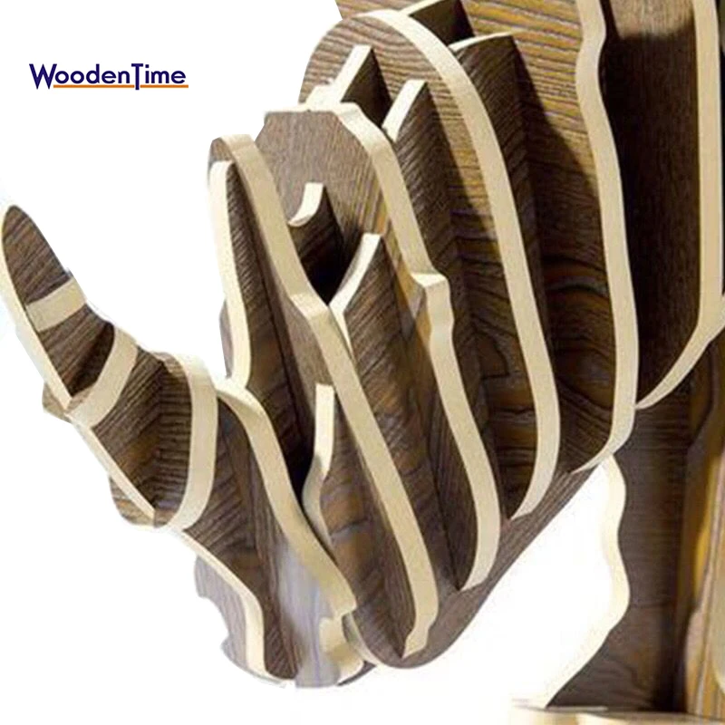 2019 Best design art craft wooden creative animal shaped wooden tea table rhinoceros bookshelf for home decor