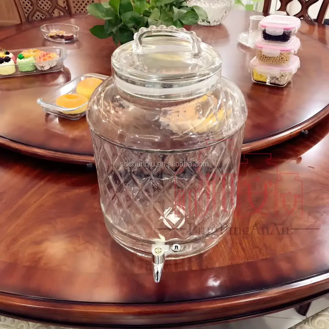 5l Big Belly Clear Glass Plum Wine Jar With Tap Juice Jar Home Brews Fermentation Pickle Health