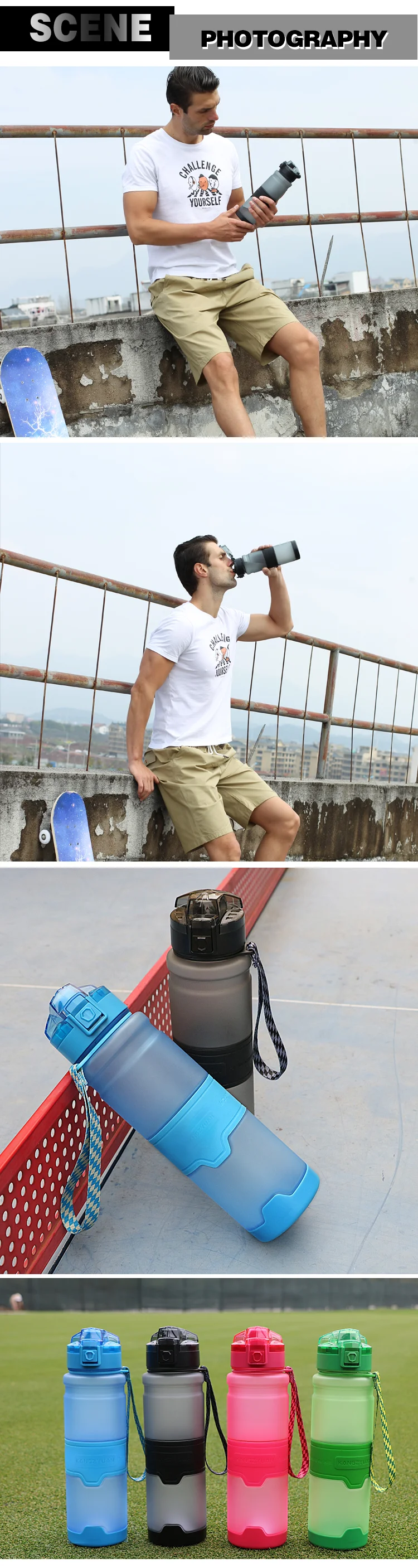 Factory wholesale plastic drink water sports bottle with logo