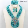 Tur blue Hot sale beads jewelry set with earings bracelet for nigeria party