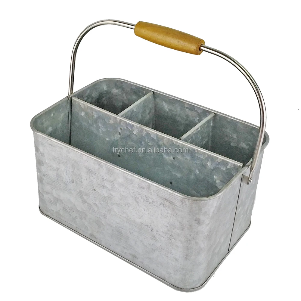 Metal Flatware Caddy Basket Galvanized Utensil Caddy Basket Ideal For