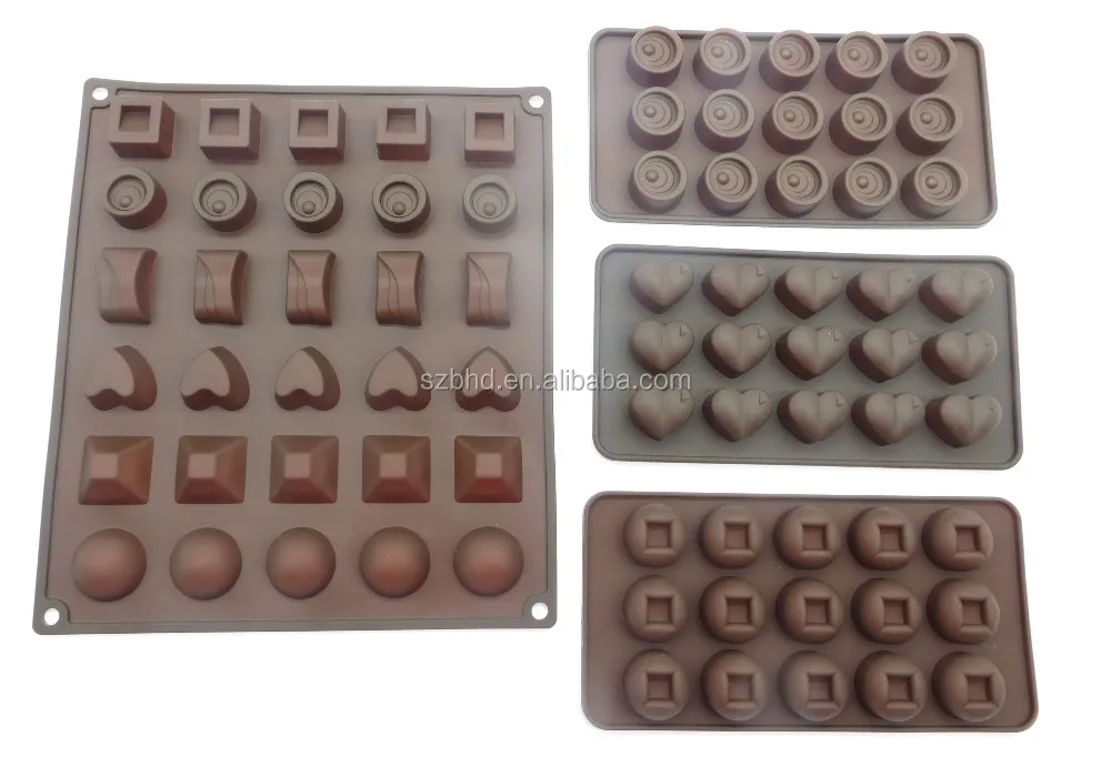 Cake Cookies molde 4 unidades silicona Chocolate Candy moldes Ice Cube bandejas corazones y estrellas forma 