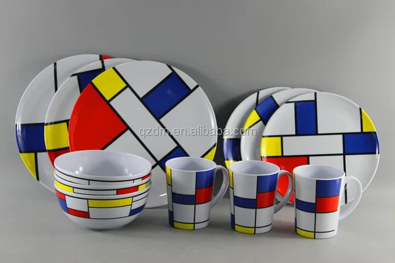 Modern Design Melamine Camping Dinner Set Plastic Picnic Tableware Set
