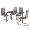 HIGH QUALITY BLACK TEMPERED GLASS DINING TABLE AND CHAIR CHROMED DINING SETS FOR DINING ROOM