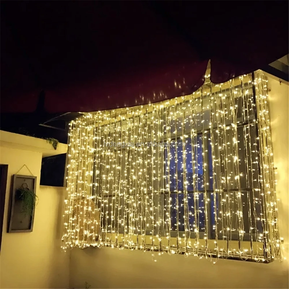 3M x 3M 300 Led Christmas Hanging LED String Curtain Fairy Lights outdoor for Wedding Party