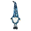 Handmade swedish scandinavian tomte elf dwarf nordic christmas present decoration gift blue sequin plush standing gnome felt