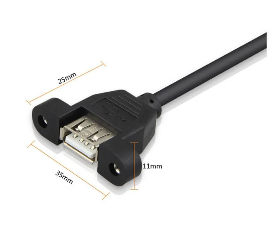 A Male To Female With Screw Nut Locking Usb 2.0 Panel Mount Extension