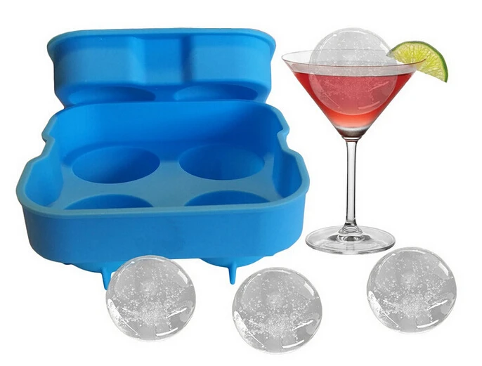 Ball Shape 4 Silicone Ice Cube Tray,Silicone Round Shape Ice Cube Tray