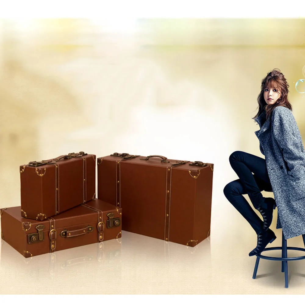 In Stock Retro Style Leather Luggage Suitcase Luggage Box Luggage Sets