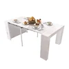 Modern city style dinner furniture set collapsible high gloss white dining table