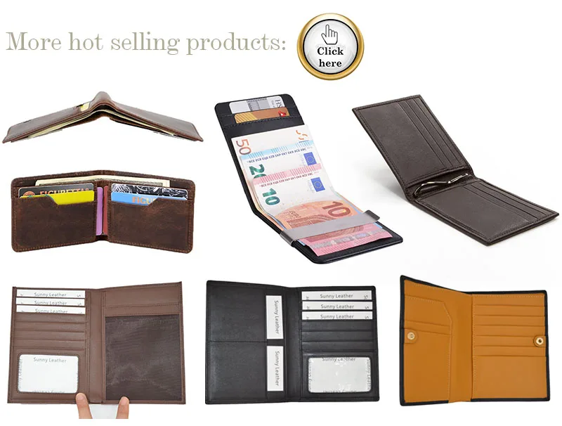  Brown crazy horse genuine leather boarding pass travel portfolio wallet with gift box 