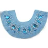 blue stones beads neckline wholesale neck appliques for clothes and dress making