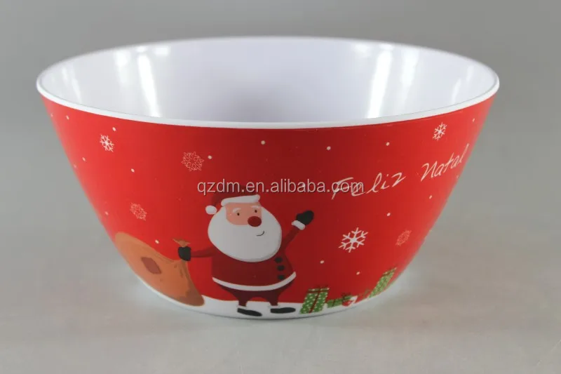10" Christmas Melamine Xmas Salad Bowl FDA