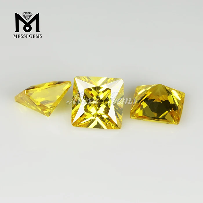 Hersteller Princess Cut Gelb Cubic Zirkonia Synthetische Steine ​​Quadrat