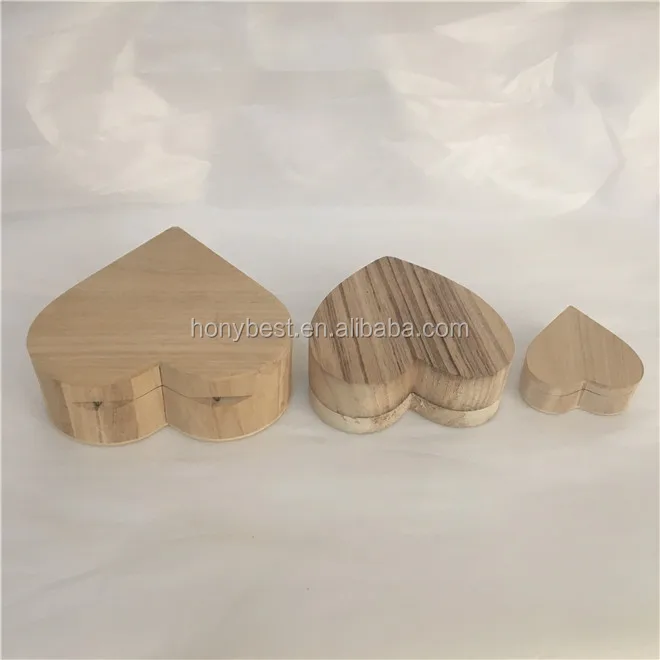 Unpainted DIY Wooden Storage Box Craft Gift Boxes Heart Shaped Wooden ...