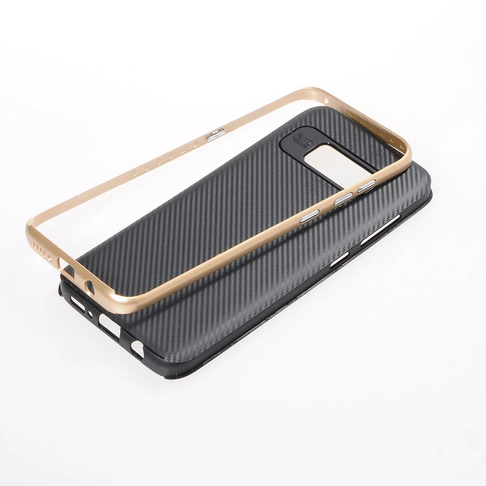 2 IN 1 Carbon Fiber TPU+PC Back Cover Case For Samsung Galaxy S8