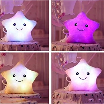 Cute Shiny Light Up Star Plush Pillows Creative Glowing Led Night