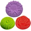 Flower Shape Silicone Cake Bread Pie Flan Tart Molds, Large Round Sunflower Chrysanthemum Rose Shape Non-Stick Baking Tray