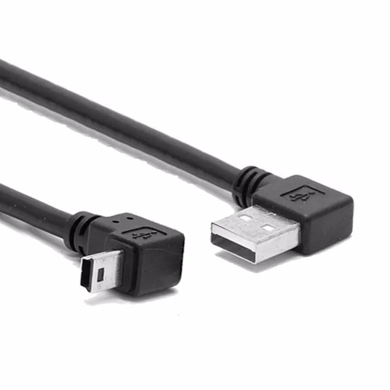 USB Type A male to Mini 5 Pin male up angled 90° black 0.5m