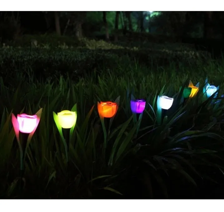 Tulip Flower Shaped Outdoor Yard Garden Lawn Path Lighting Solar Power