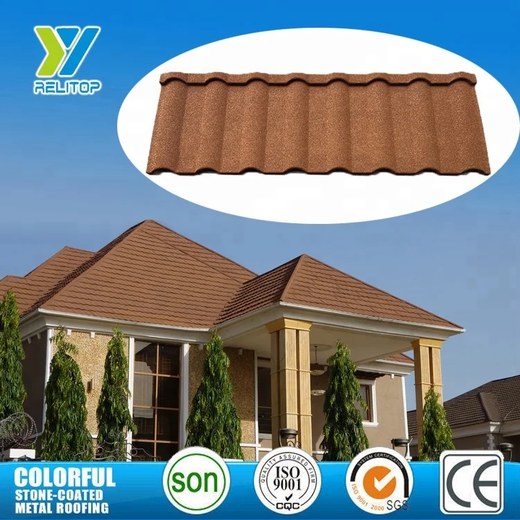 High Quality Coffee Brown Color Aluminum Zinc Stone Roofing Sheet Roof