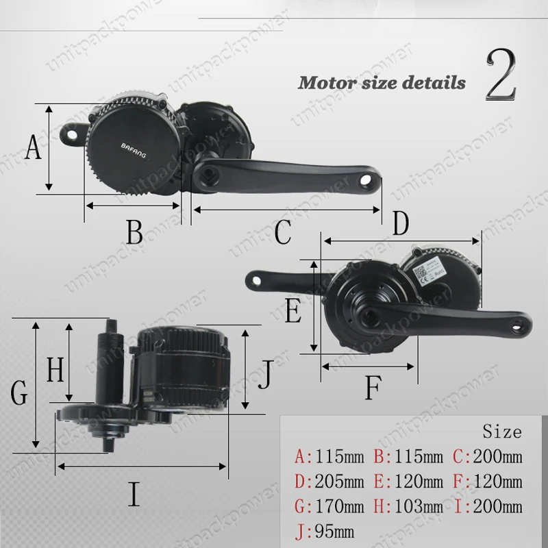 High performance 48v 750w BBS02 e bike mid drive motor with 48v 16ah down tube type bicycle lithium battery