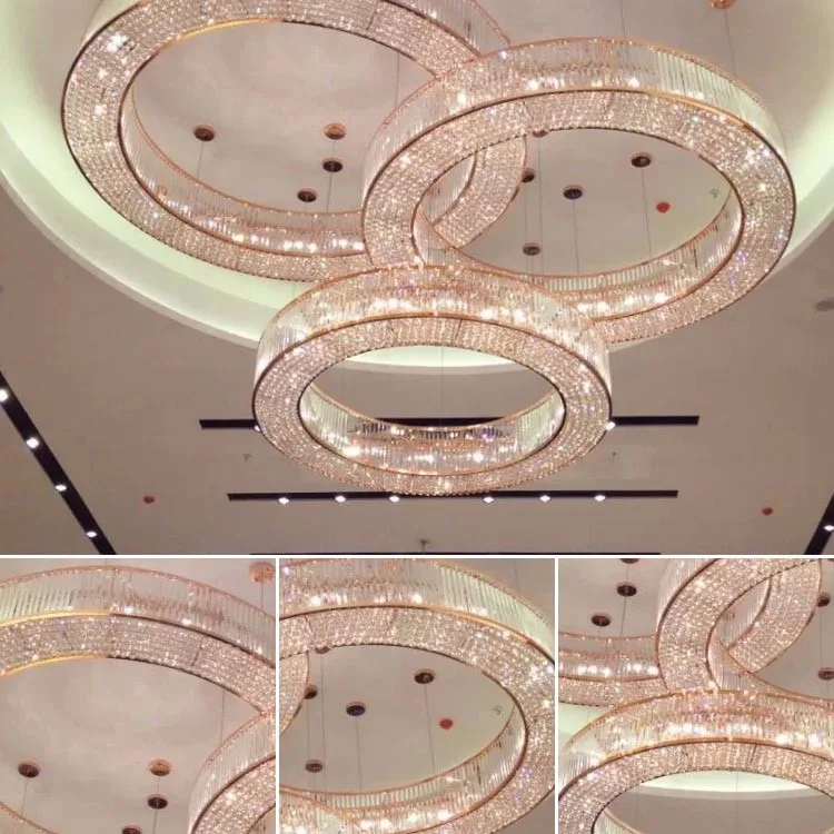 italian modern combined gold crystal pendant lamp for hotel lights