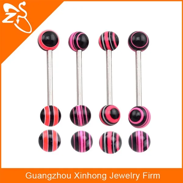 2016 Fashion Acrylic Ball Barbell Tongue Fake Piercings Body