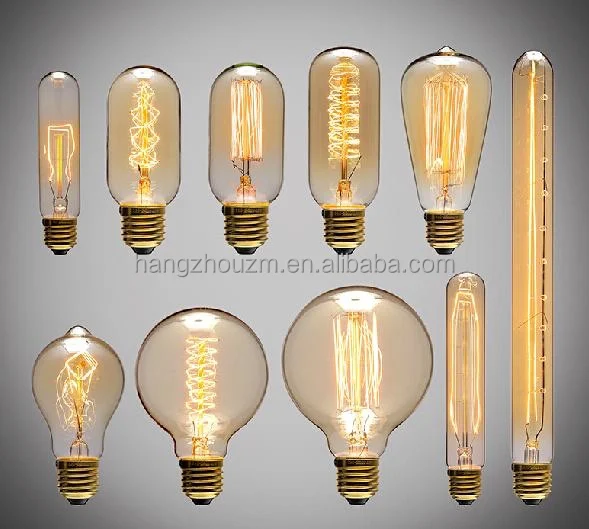 Manufacturers Retro Light ST64 ST58 T30 T45 G80 G95 G125 E26 E27 25w 40w 60w Decorative Glass Vintage Incandescent Edison Bulb