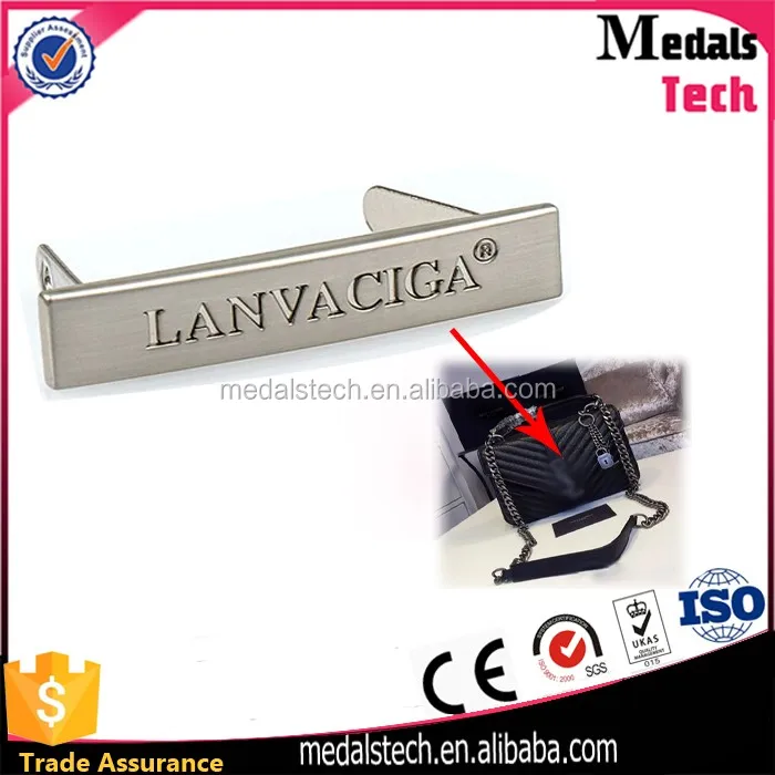 High quality die casting 24k rose gold custom metal label logo plate for clothing