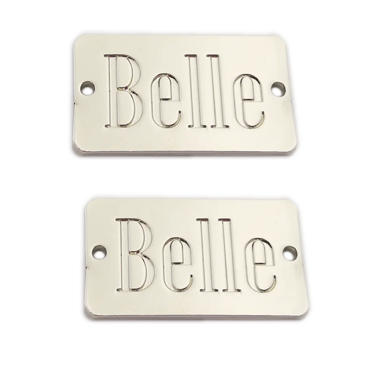 Silver logo making custom metal tags plates labels for clothing