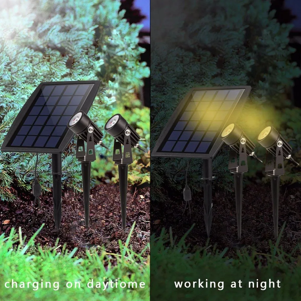 Landscape Waterproof Ip65 Outdoor Solar Powered Spotlights With 2 