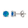 Shinning Brass Prong Set Round Synthetic Fire Opal Ear Stud