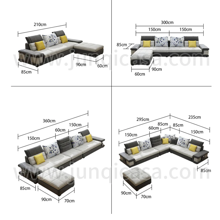 Home Living Room Furniture Modern U L Shaped Couch Fabric Sectional Corner 7 Seater Combination Sofa Set