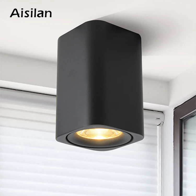 2020 modern home office Black aluminium Square surface mount Ceiling COB led spot down light lamp